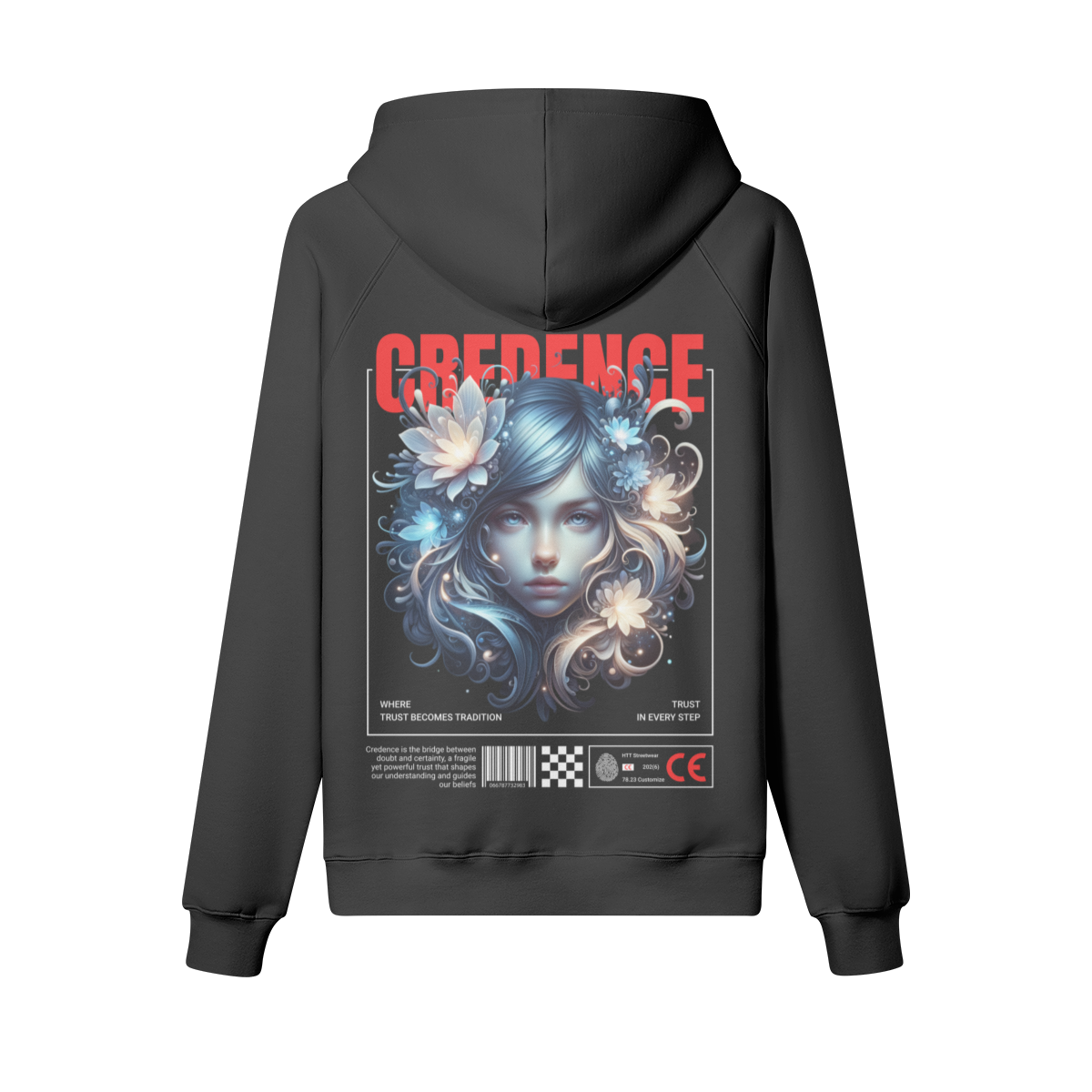 HTT Credence Graphic Hoodie Black – officiële PODpartner achterkant