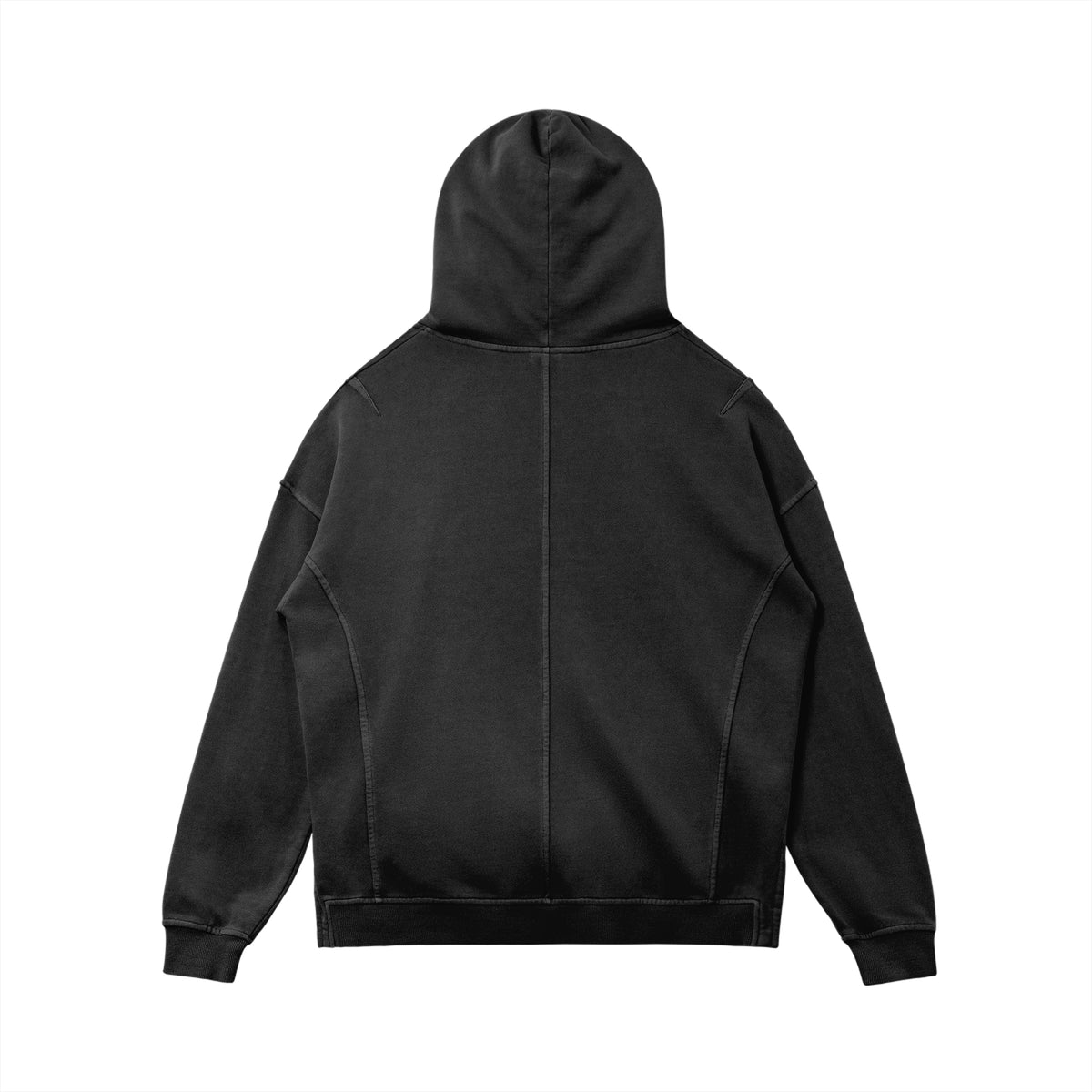 HTT BLANKS Snow Wash Rollkragen-Hoodie – Passform und Verarbeitung auf der Rückseite