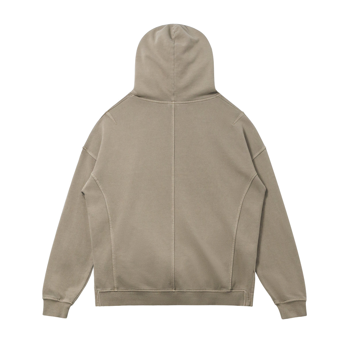 HTT BLANKS Khaki-Rollkragen-Hoodie – Passform und Verarbeitung der Rückseite