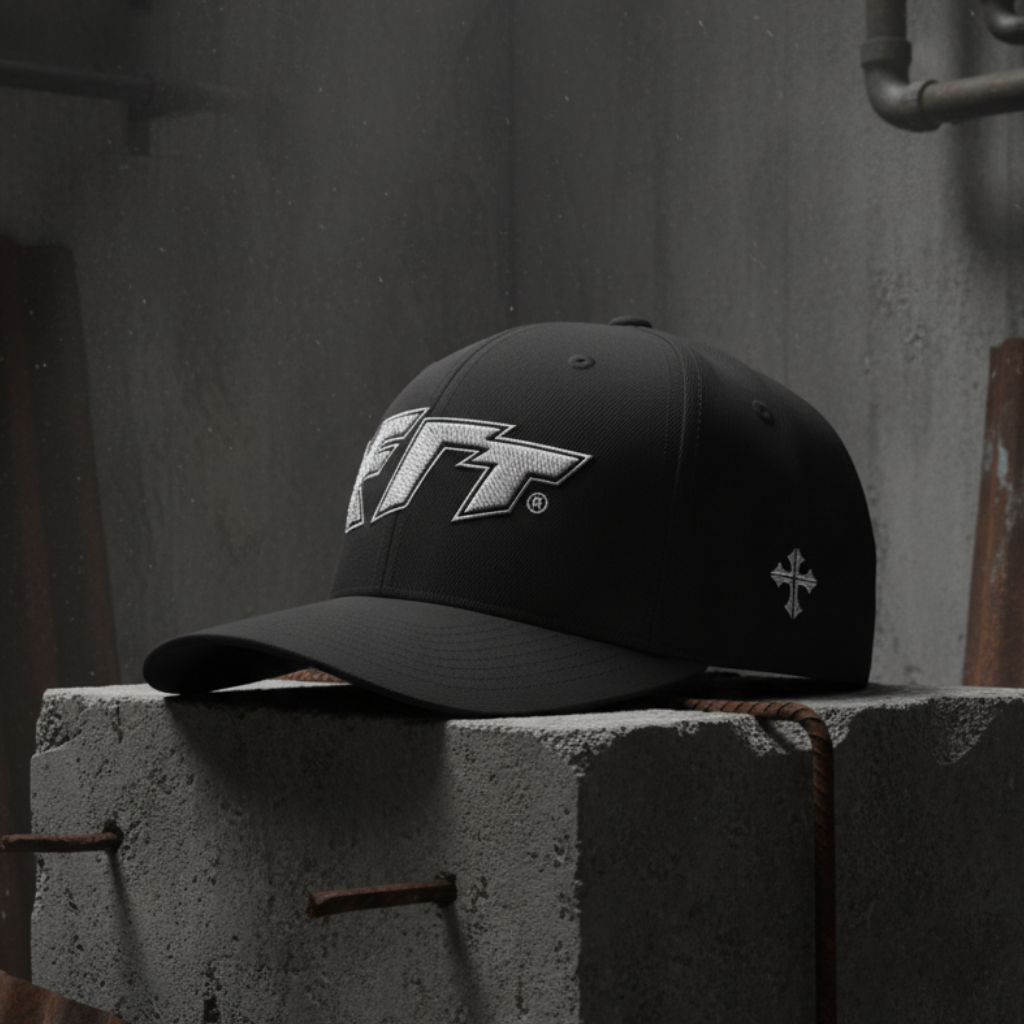 HTT Good/Bad Structured Cap zwart linkerzijaanzicht met geborduurd detail