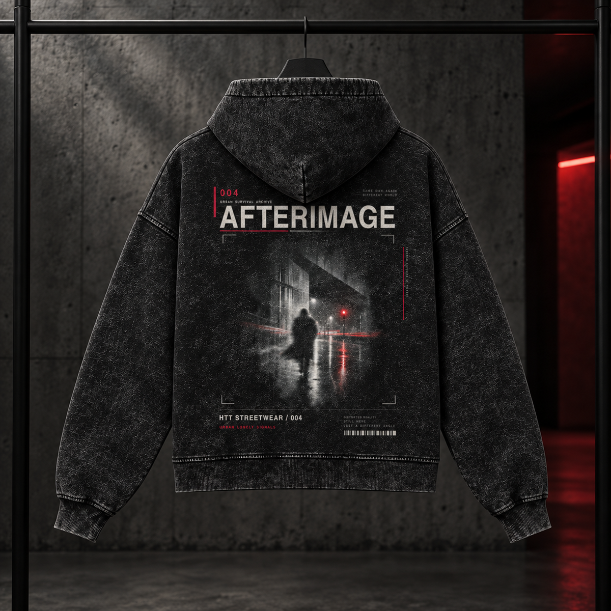 Sudadera con capucha y cremallera HTT 004 Afterimage, colgador trasero: estampado gráfico grande en la espalda
