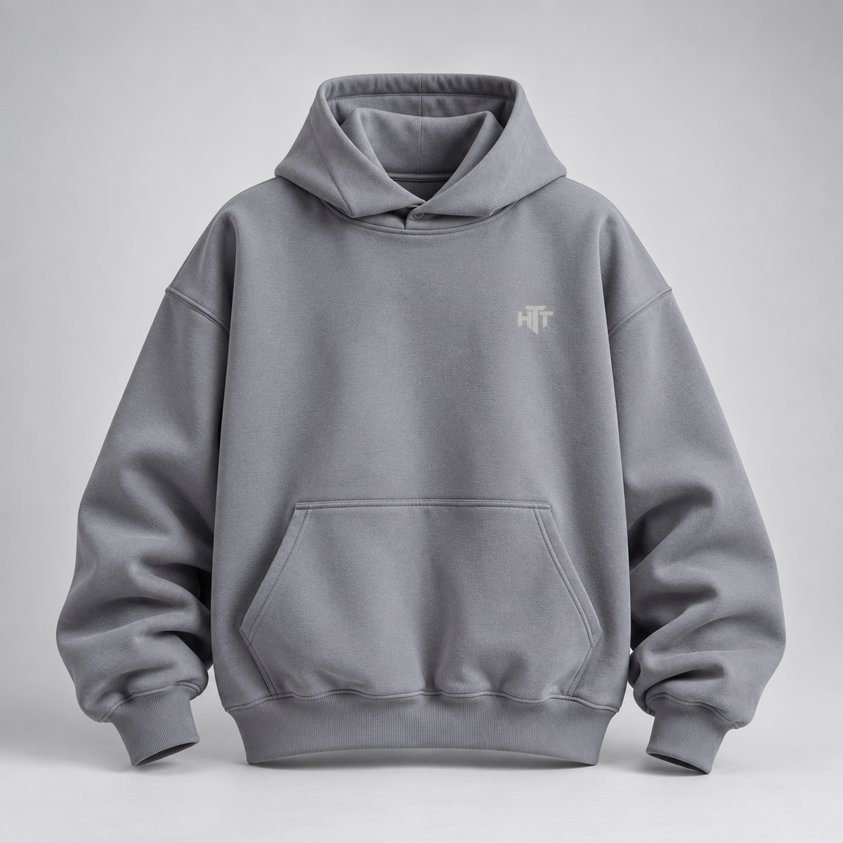 HTT 420GSM heavyweight snap collar hoodie in Medium Gray