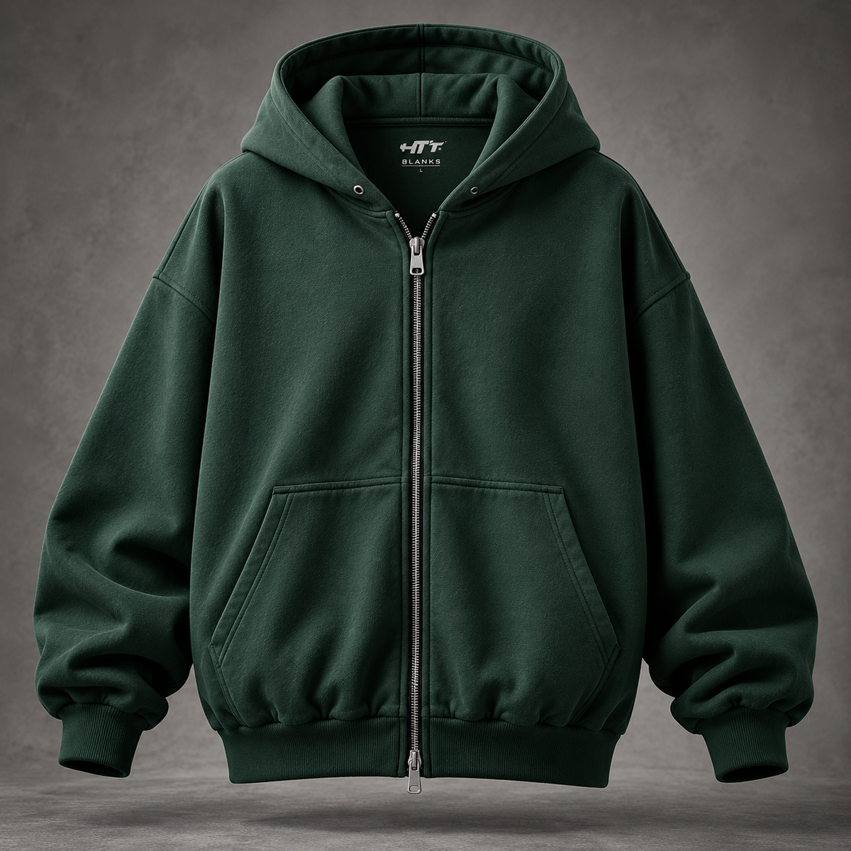 HTT BLANKS 400 GSM heavyweight zip hoodie - aanvullende productfoto 2