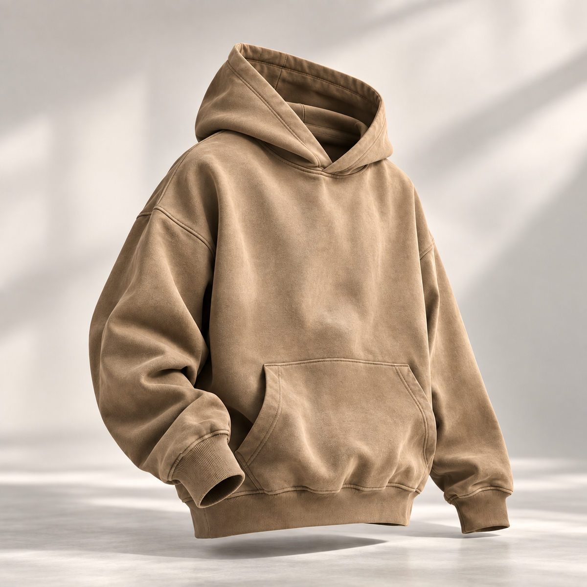 HTT BLANKS 440GSM Sun Faded Heavyweight Hoodie in Camel, oversized 100% cotton hoodie
