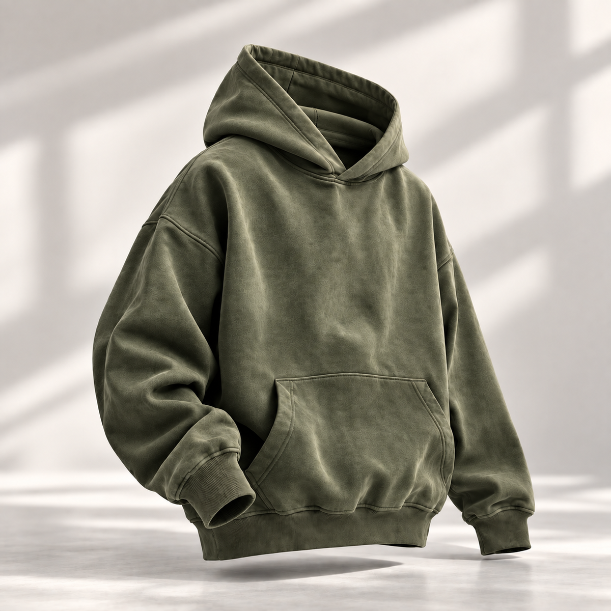 HTT BLANKS 440GSM Sun Faded Heavyweight Hoodie in Grey Green, oversized 100% cotton hoodie