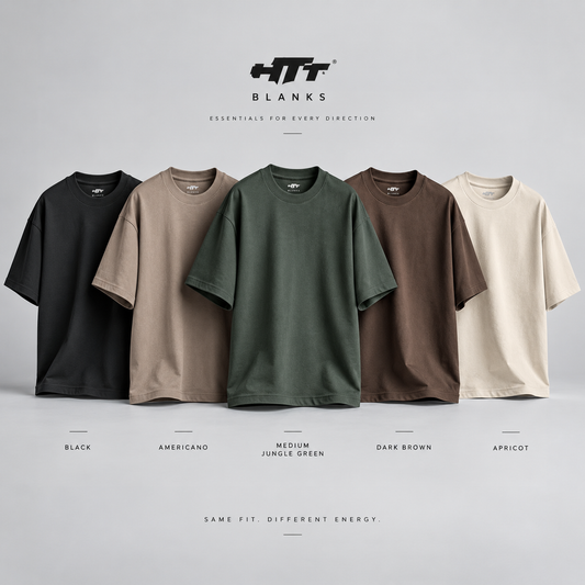 HTT BLANKS Boxy T-Shirt – alle vijf kleuren