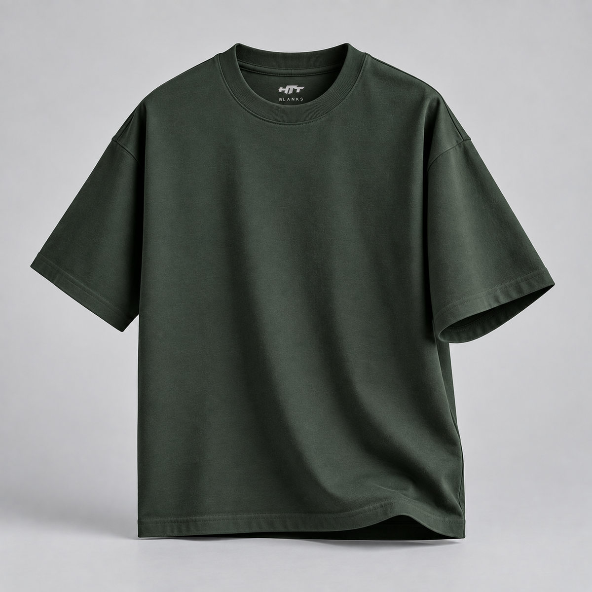 HTT BLANKS Boxy T-Shirt Medium Jungle Green – oversized voorzijde