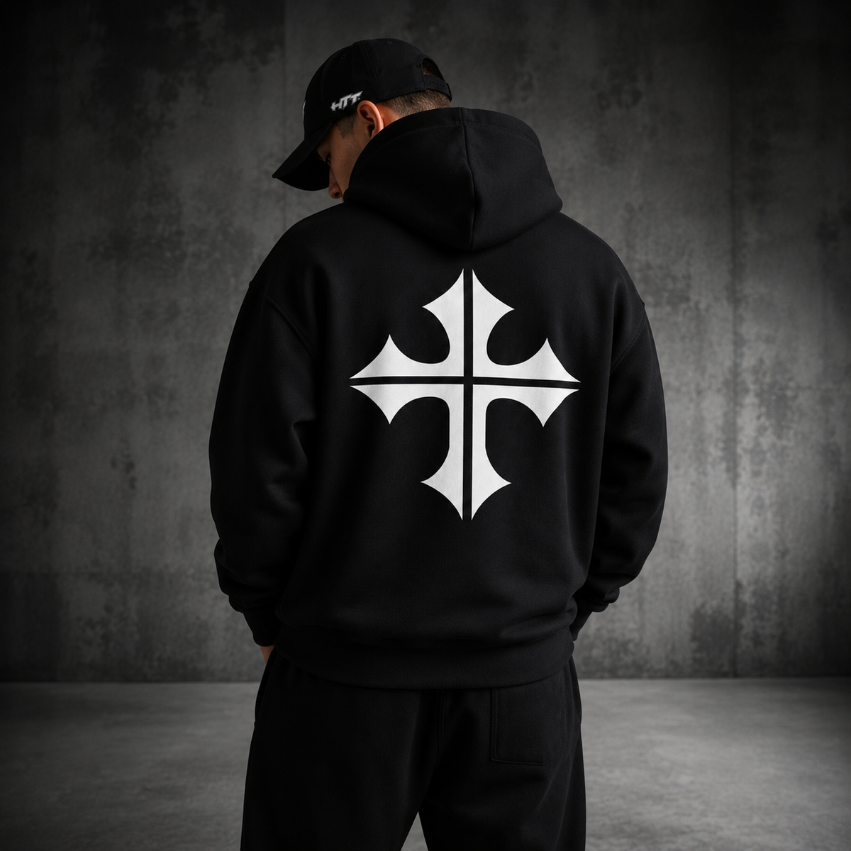 HTT Bold Hoodie black streetwear hoodie signature back graphic