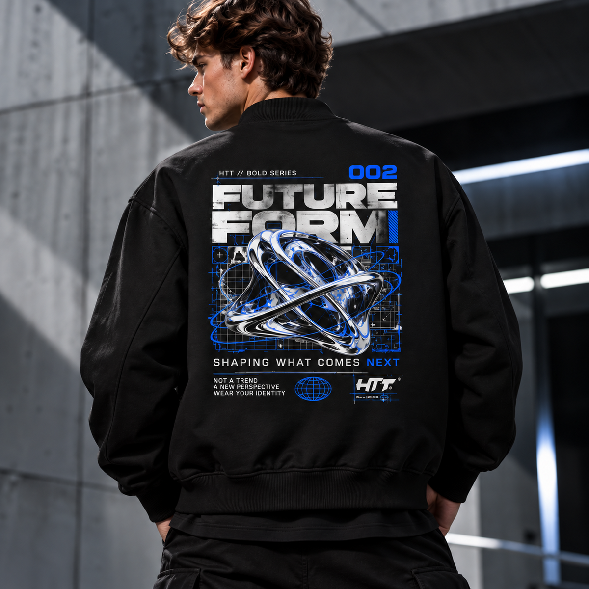 HTT Bold Series 002 Future Form zwart heavyweight bomberjack van 400 GSM katoen