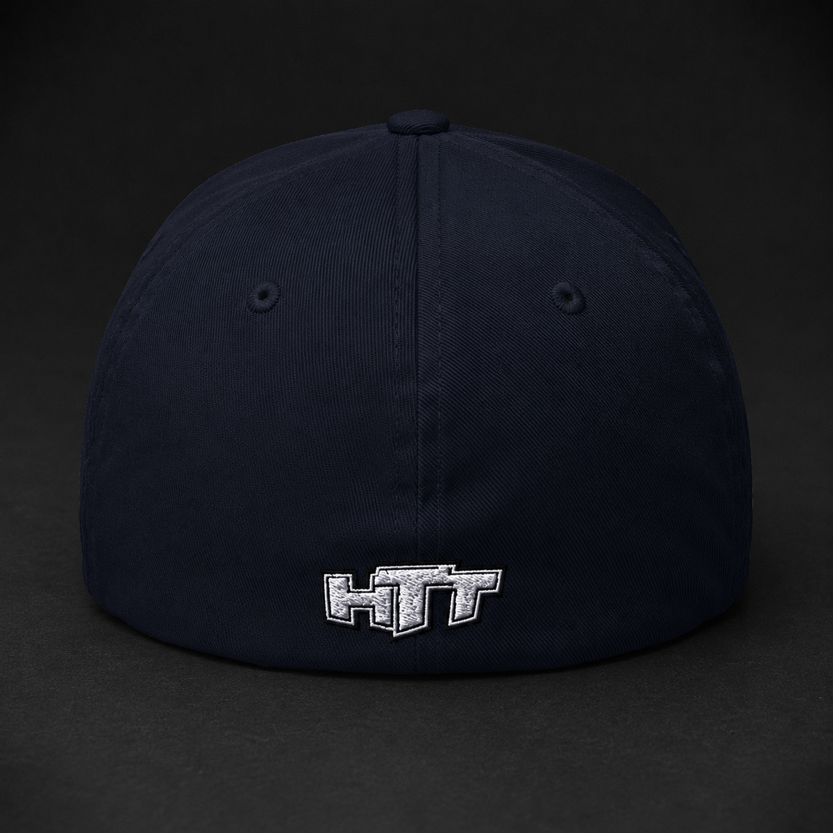 Gorra HTT Japanese Life Symbol azul marino oscuro – parte trasera cerrada con logotipo HTT bordado