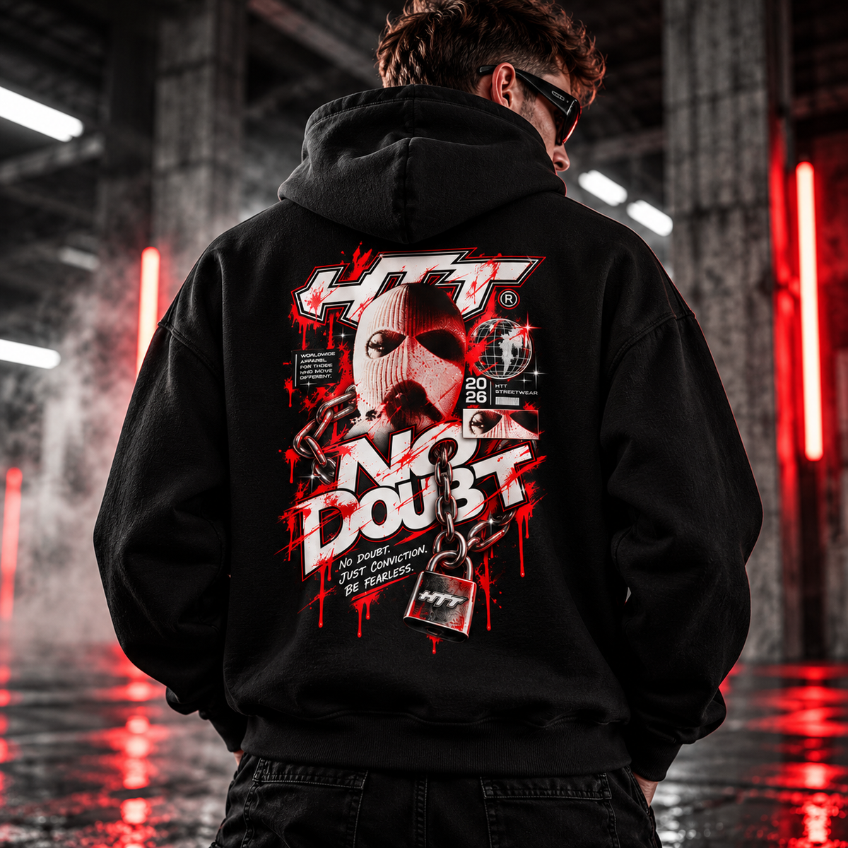 HTT No Doubt graphic hoodie black – back print streetwear hero