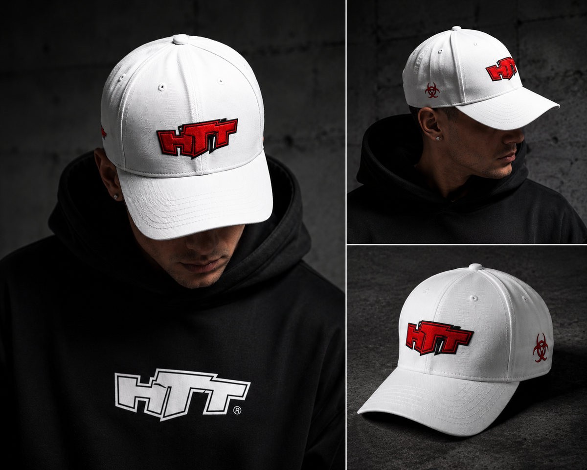 HTT Respect Structured Cap wit collage met model voorzijde en zijaanzicht