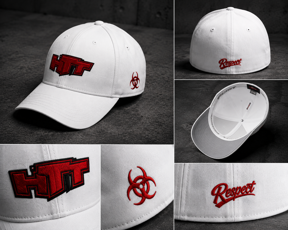 HTT Respect Structured Cap wit detail collage met achterkant Respect borduring en binnenzijde