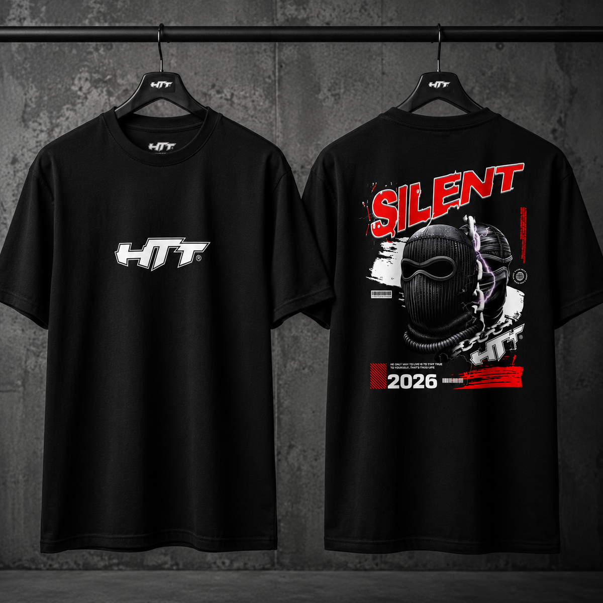 HTT Streetlive T-Shirt black front and back on hangers