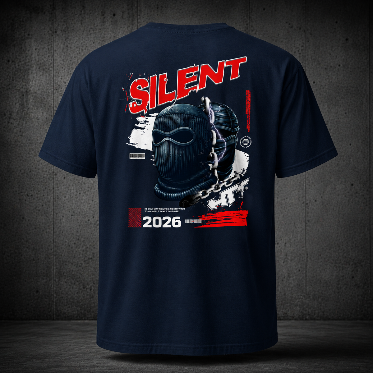 HTT Streetlive T-Shirt Navy back with Silent 2026 graphic