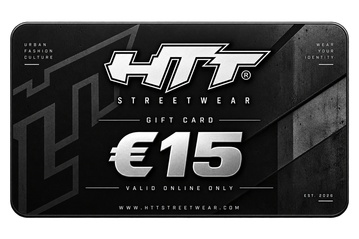HTT Streetwear digital gift card €15 – black and silver urban fashion design