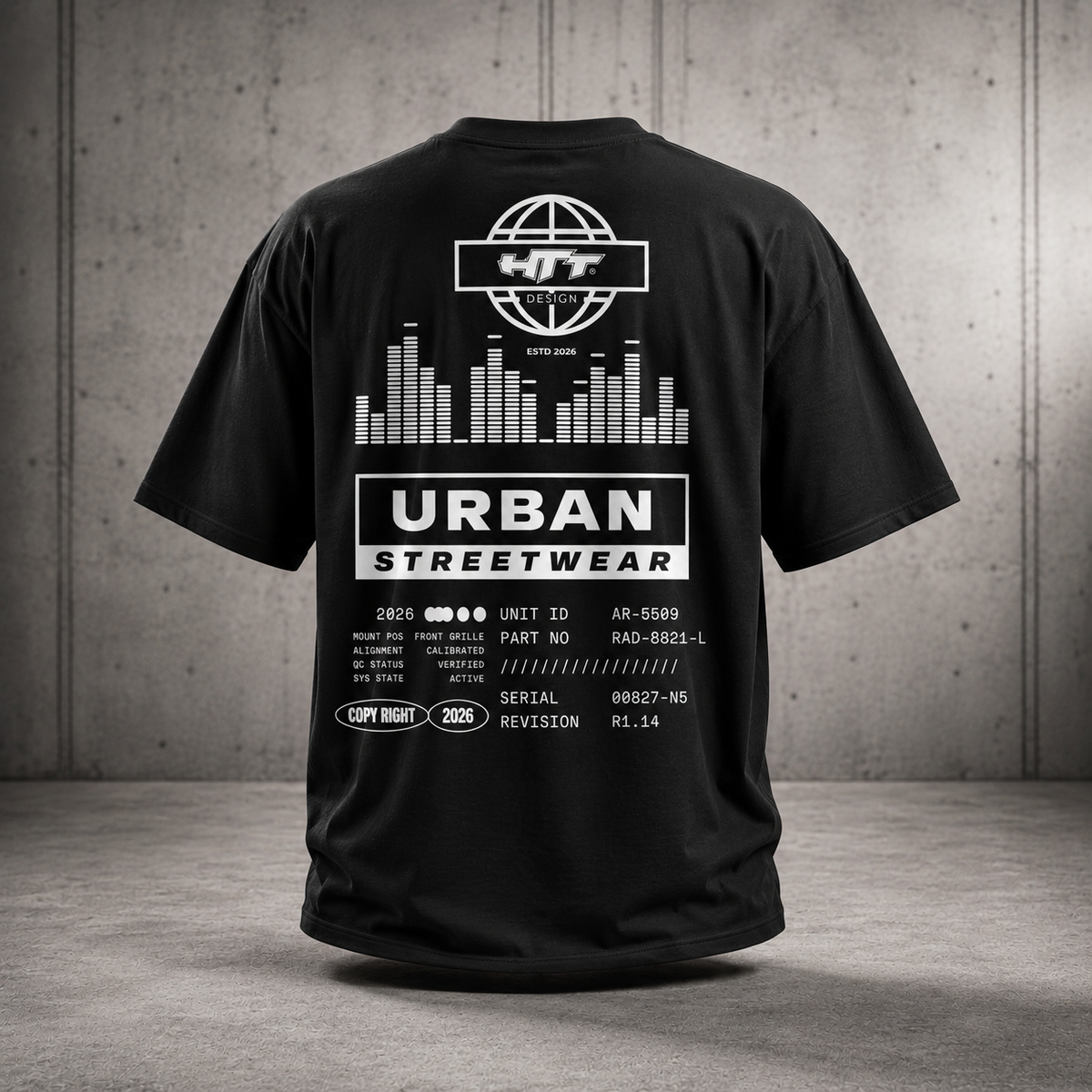 Camiseta holgada urbana de hombre HTT Streetwear negra - estampado gráfico en la espalda