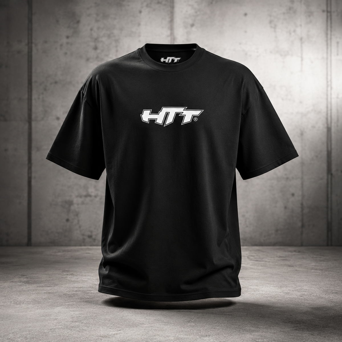 HTT Urban Streetwear camiseta holgada de hombre negra - héroe frontal