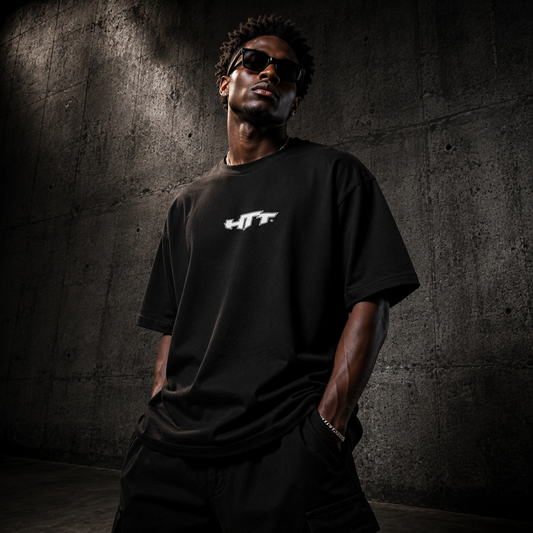 HTT Street Attitude oversized T-shirt black streetwear model product photo