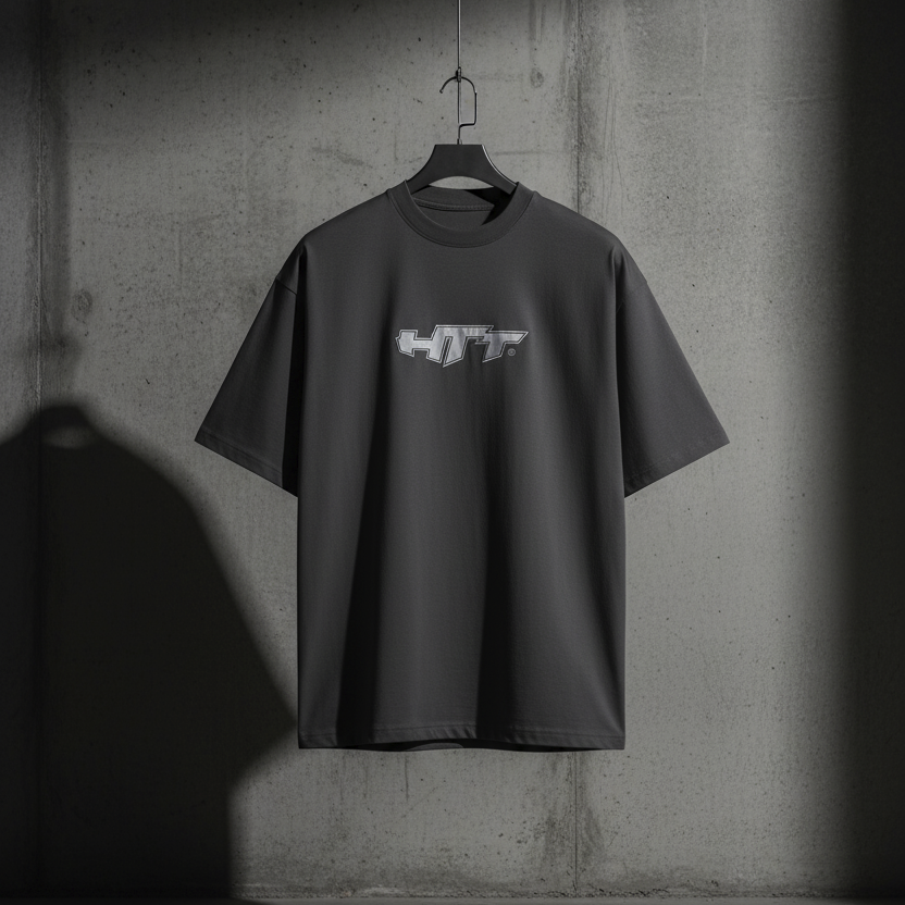 HTT Street Attitude oversized T-shirt front view in black