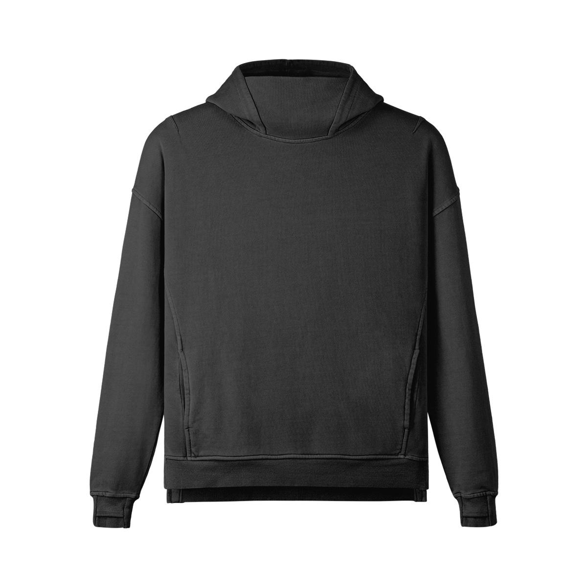 Vorderansicht des schweren Rollkragen-Hoodies HTT BLANKS in Snow Wash