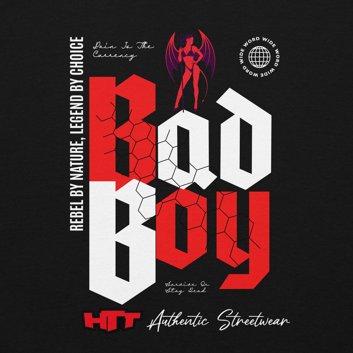 HTT BadBoy Heavy Hoodie Black back view with graphic print